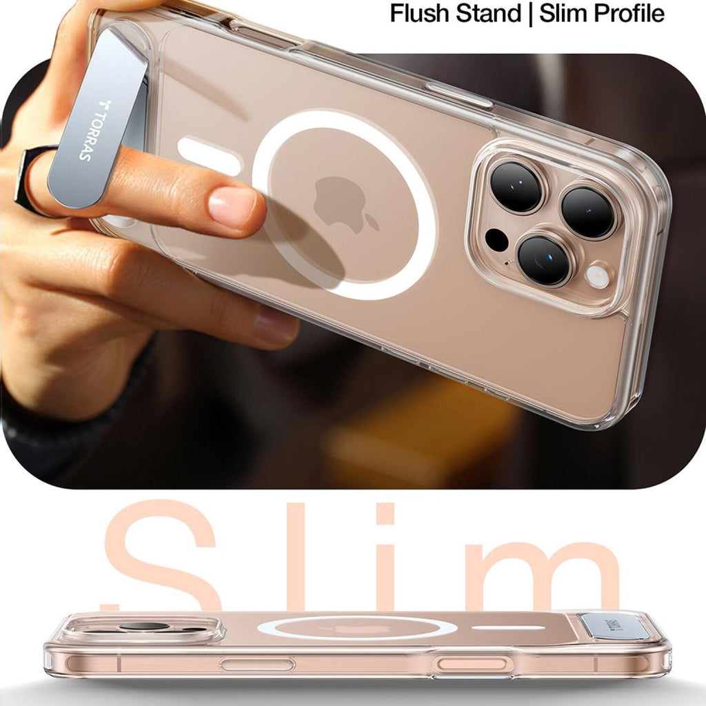 Θήκη iPhone 16 Pro Torras Pstand Ανθεκτική με MagSafe & KickStand - Clear (6970592330417)