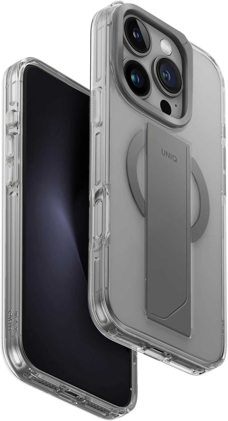 Θήκη iPhone 16 Pro Uniq Heldro Max Διάφανη με FlexGrip / KickStand & MagSafe - Clear (UNIQ-IP6.3P(2024)-HELMMCLR)