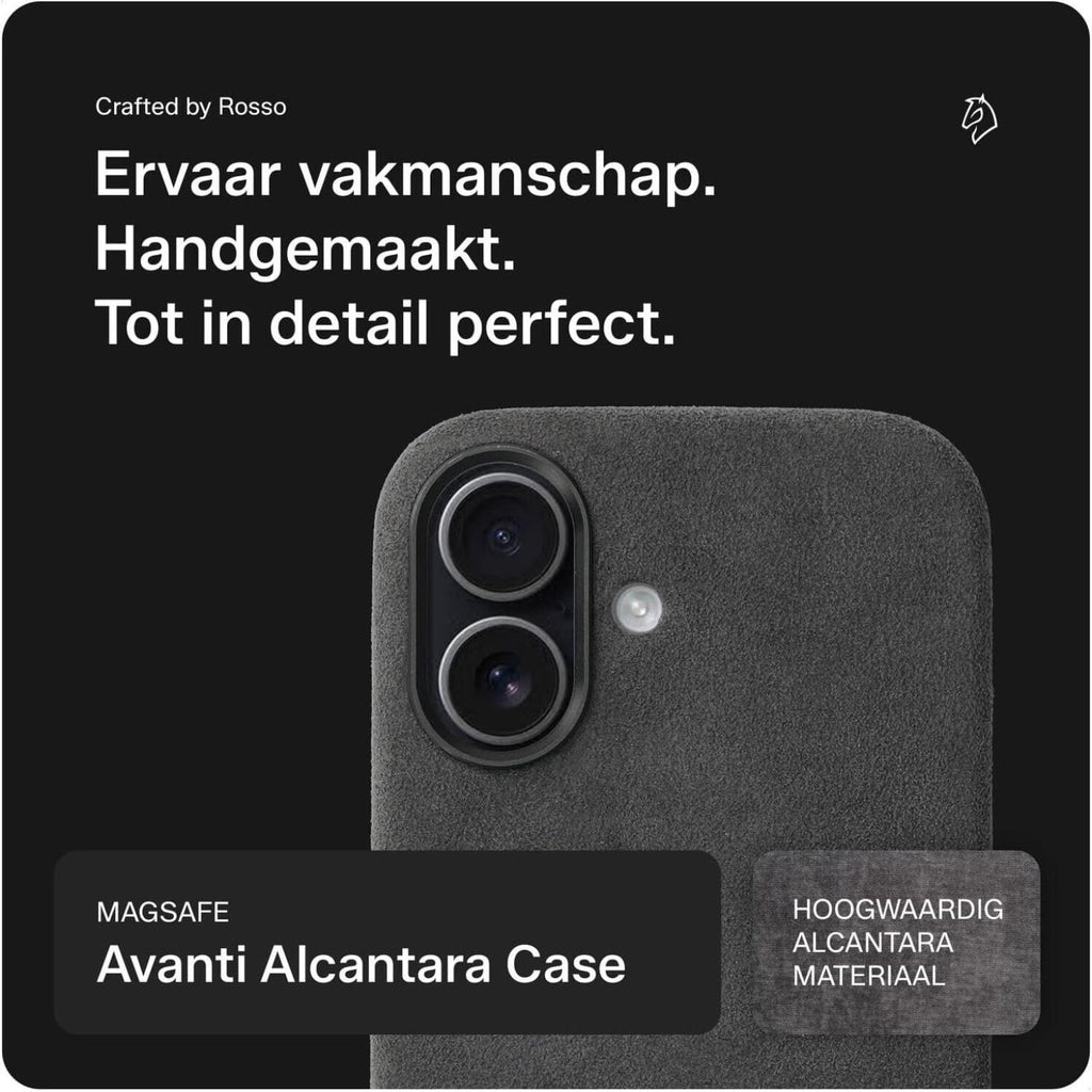 Θήκη iPhone 16 Rosso Avanti Back Cover από Premium Alcantara με MagSafe - Gray (8719246549649)