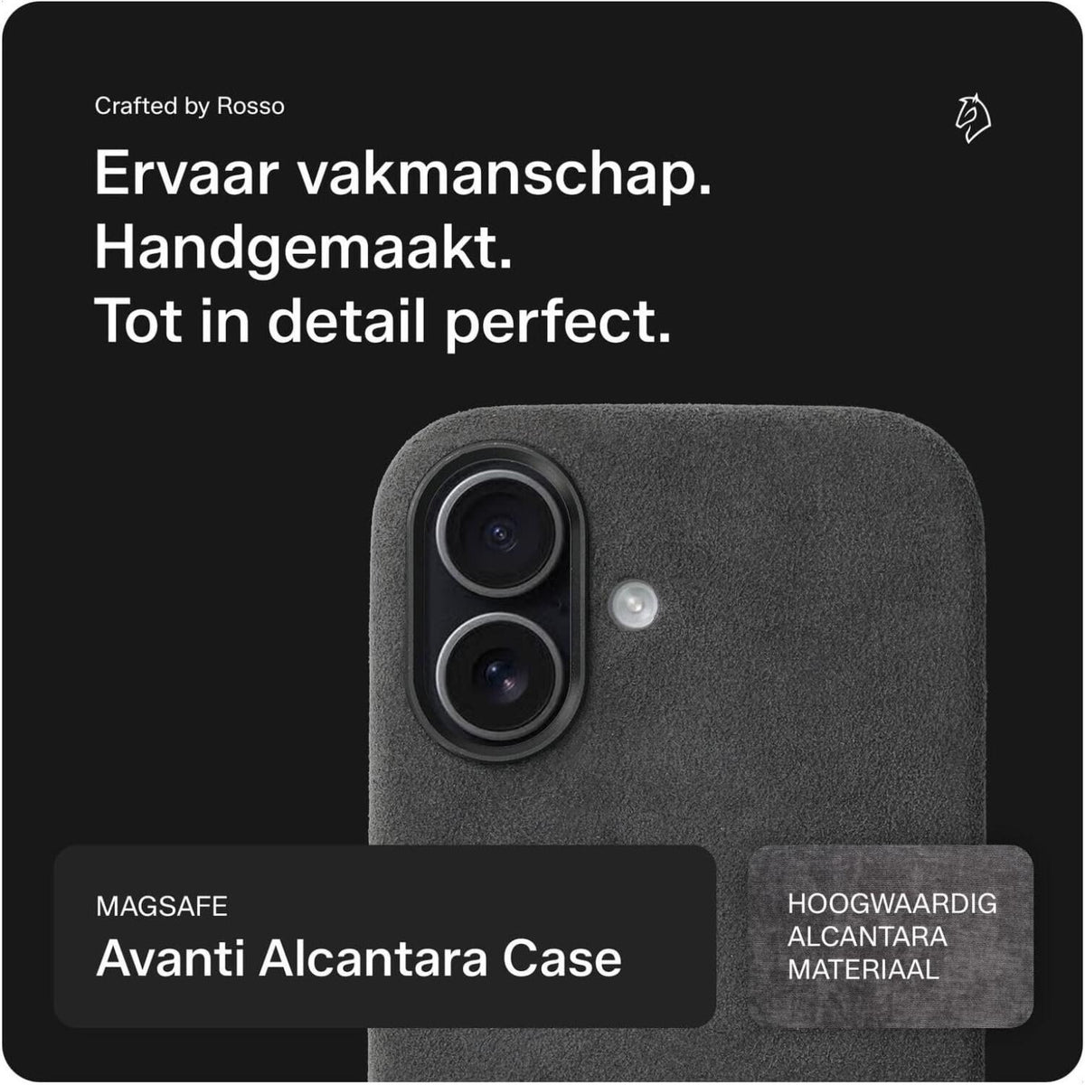Θήκη iPhone 16 Rosso Avanti Back Cover από Premium Alcantara με MagSafe - Gray (8719246549649)
