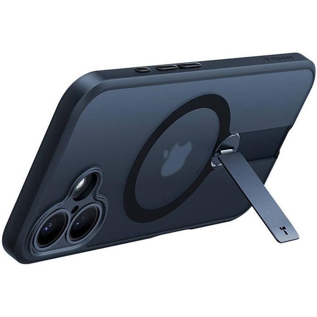 Θήκη iPhone 16 Torras Pstand Spin Case Ημιδιάφανη Ανθεκτική με MagSafe & KickStand - Black (6938075602116)