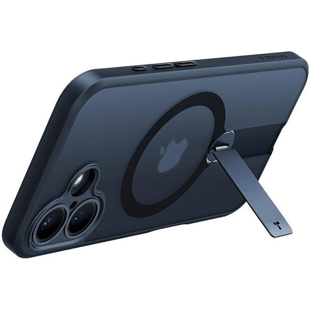 Θήκη iPhone 16 Torras Pstand Spin Case Ημιδιάφανη Ανθεκτική με MagSafe & KickStand - Black (6938075602116)