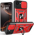 Θήκη iPhone 17e / 16e Bodycell Armor Slide Ανθεκτική με Κάλυμμα για την Κάμερα & Μεταλλικό Ring Holder - Red (5206015080173)
