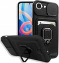 Θήκη iPhone 17e / 16e Bodycell Multifunction με Λουράκι Λαιμού / Κάλυμμα Κάμερας / Ring Holder & Υποδοχή Κάρτας - Black (5206
