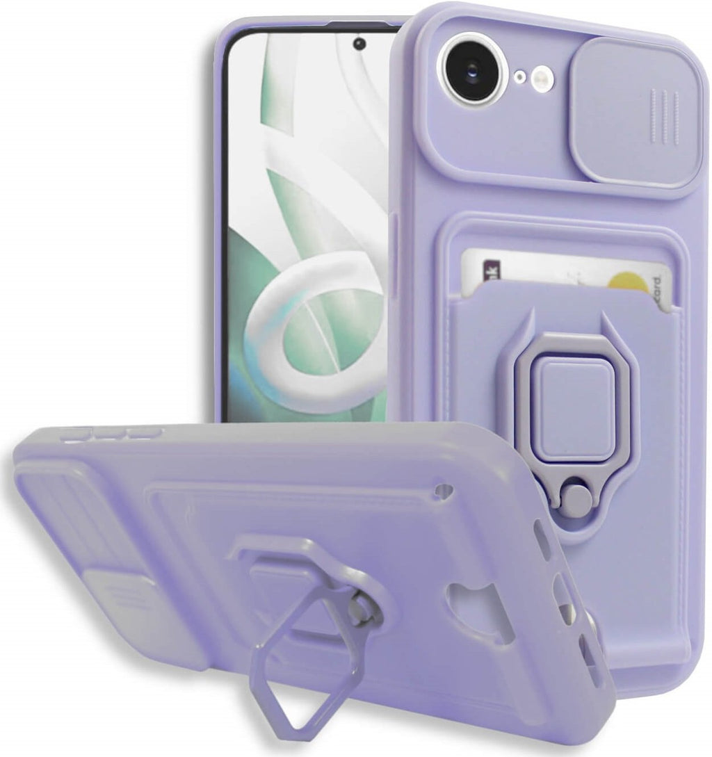 Θήκη iPhone 17e / 16e Bodycell Multifunction με Λουράκι Λαιμού / Κάλυμμα Κάμερας / Ring Holder & Υποδοχή Κάρτας - Purple (520
