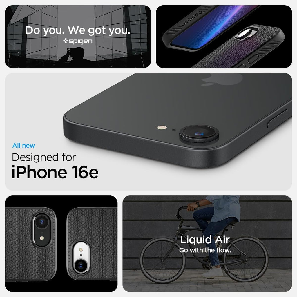 Θήκη iPhone 17e / 16e Spigen Liquid Air Σιλικόνης - Matte Black (ACS09161)