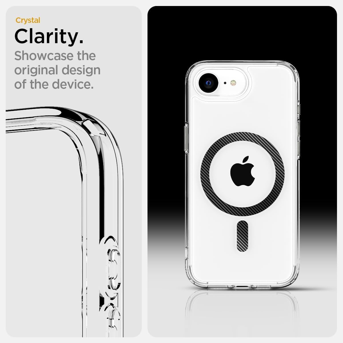 Θήκη iPhone 17e / 16e Spigen Ultra Hybrid MagFit Σκληρή με MagSafe - Clear / Carbon Fiber (ACS09140)