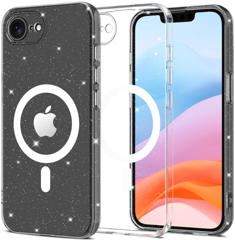 Θήκη iPhone 17e / 16e Tech-Protect FlexAir Hybrid Σκληρή Διάφανη με MagSafe - Glitter (5906302360208)
