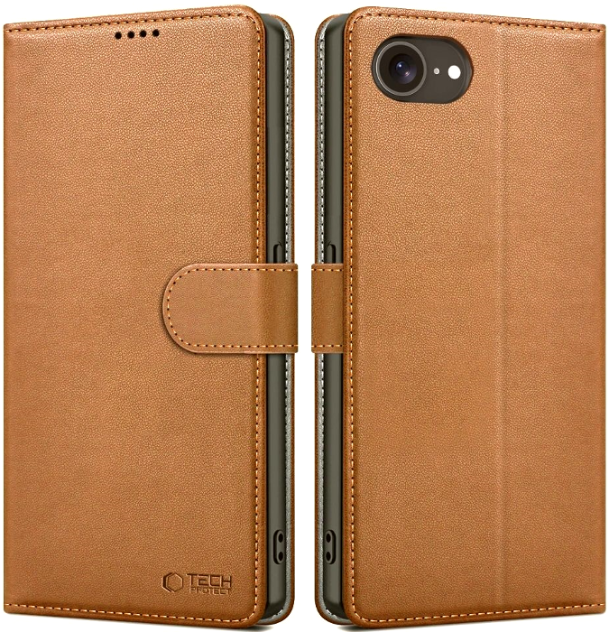 Θήκη iPhone 17e / 16e Tech-Protect Wallet Πορτοφόλι - Brown (5906302363339)