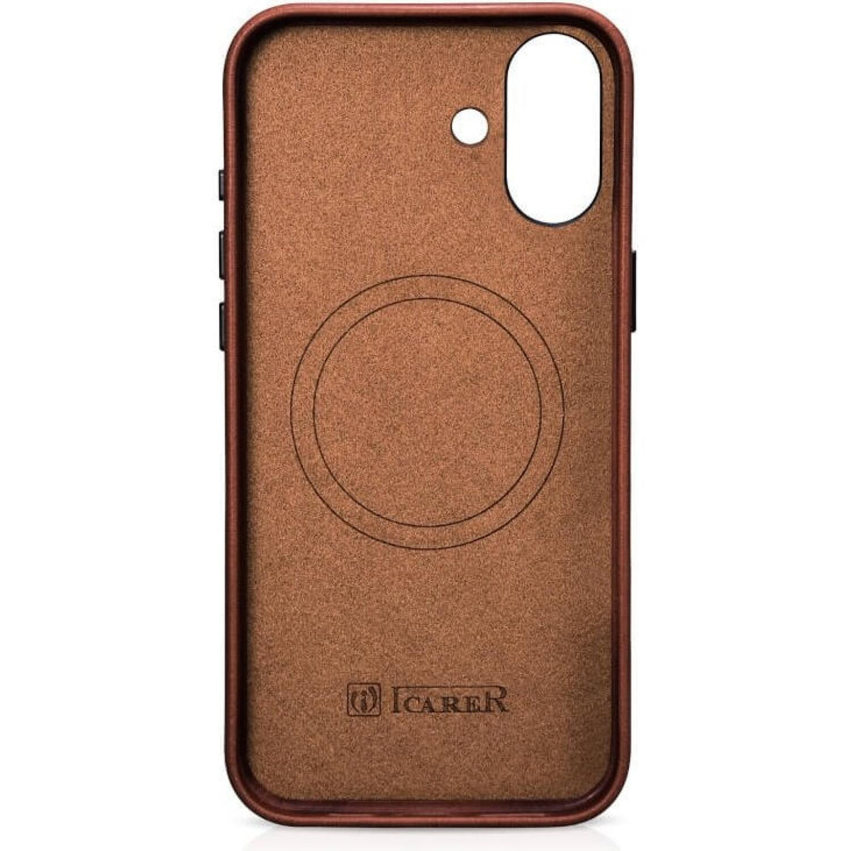 Θήκη iPhone 17 iCarer Leather Back Case With Camera Button Δερμάτινη με MagSafe & Μεταλλικό Πλαίσιο Κάμερας - Retro Brown (KJ