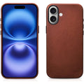 Θήκη iPhone 17 iCarer Leather Back Case With Camera Button Δερμάτινη με MagSafe & Μεταλλικό Πλαίσιο Κάμερας - Retro Brown (KJ
