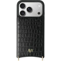 Θήκη iPhone 17 Pro Avy Case with Lanyard Hooks Δερμάτινη με MagSafe & Υποδοχές για Λουράκι - Leather Croco Black (87192465789