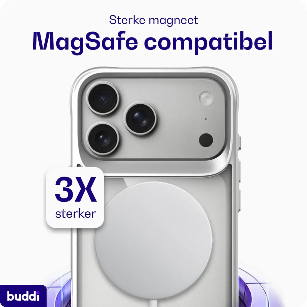 Θήκη iPhone 17 Pro Buddi Hybrid Σκληρή Διάφανη με MagSafe - Matched Silver (8719246597367)