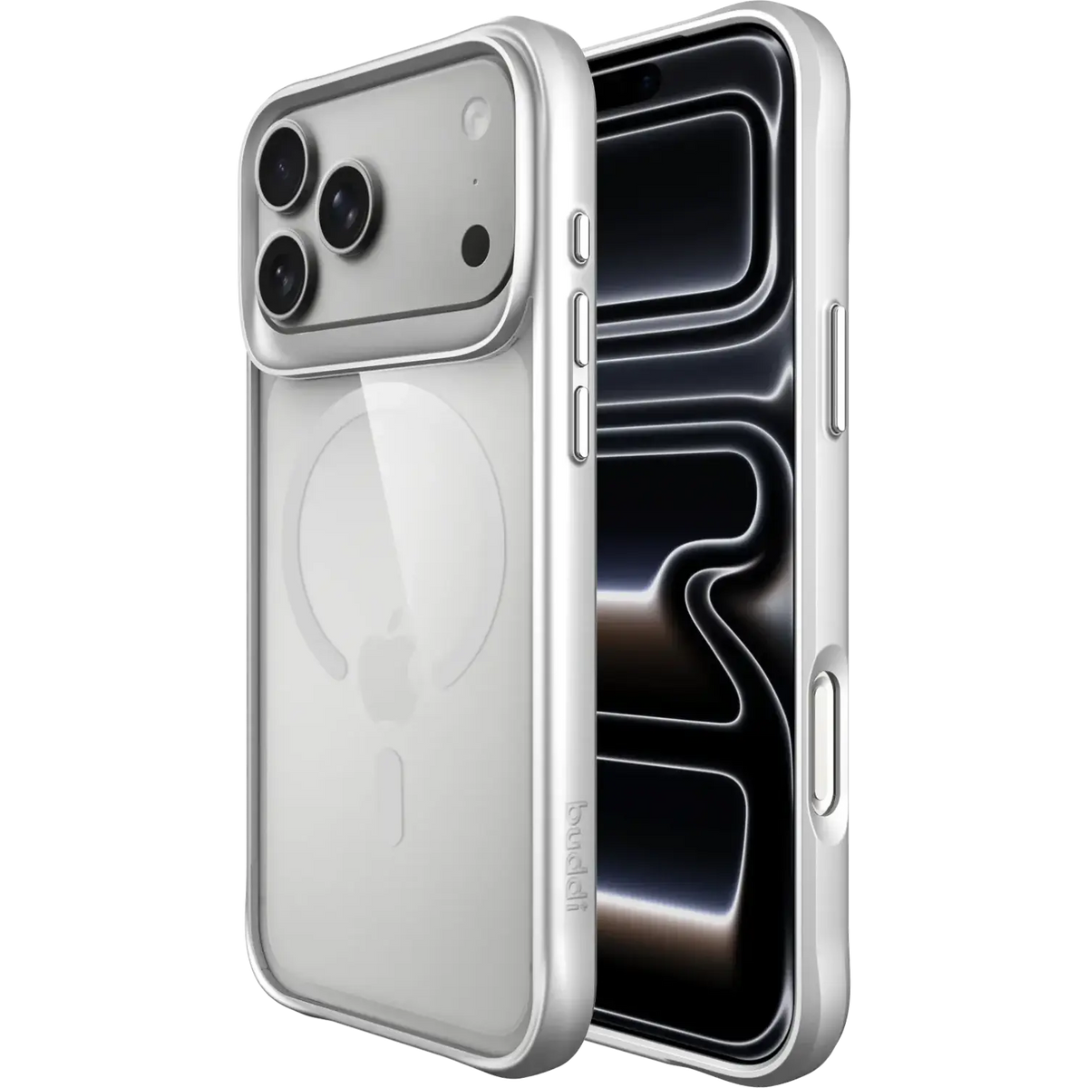 Θήκη iPhone 17 Pro Buddi Hybrid Σκληρή Διάφανη με MagSafe - Matched Silver (8719246597367)