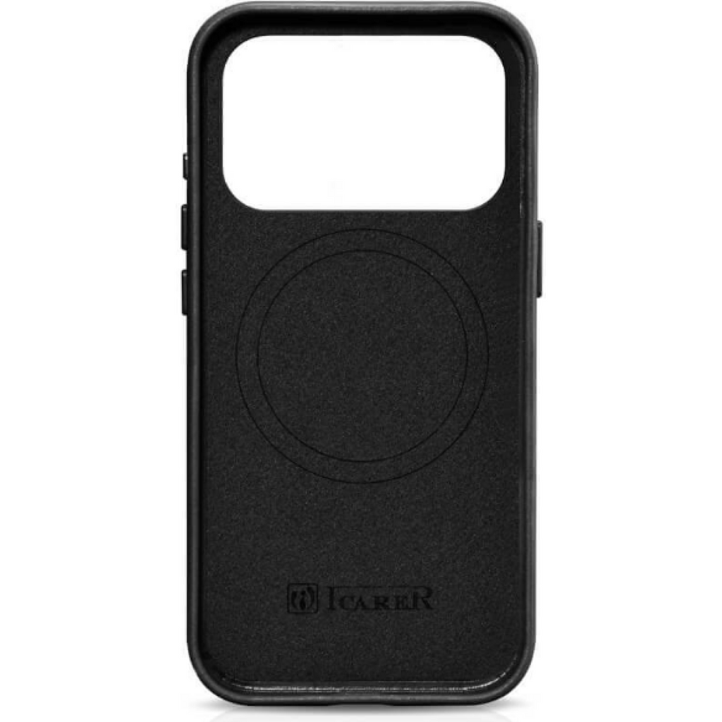 Θήκη iPhone 17 Pro iCarer Leather Back Case With Camera Button Δερμάτινη με MagSafe - Black (WMI17250703-BN)