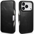 Θήκη iPhone 17 Pro iCarer Vintage Series Side-Open Flip Σκληρή Δερμάτινη με MagSafe - Black (WMI17250801-BK)