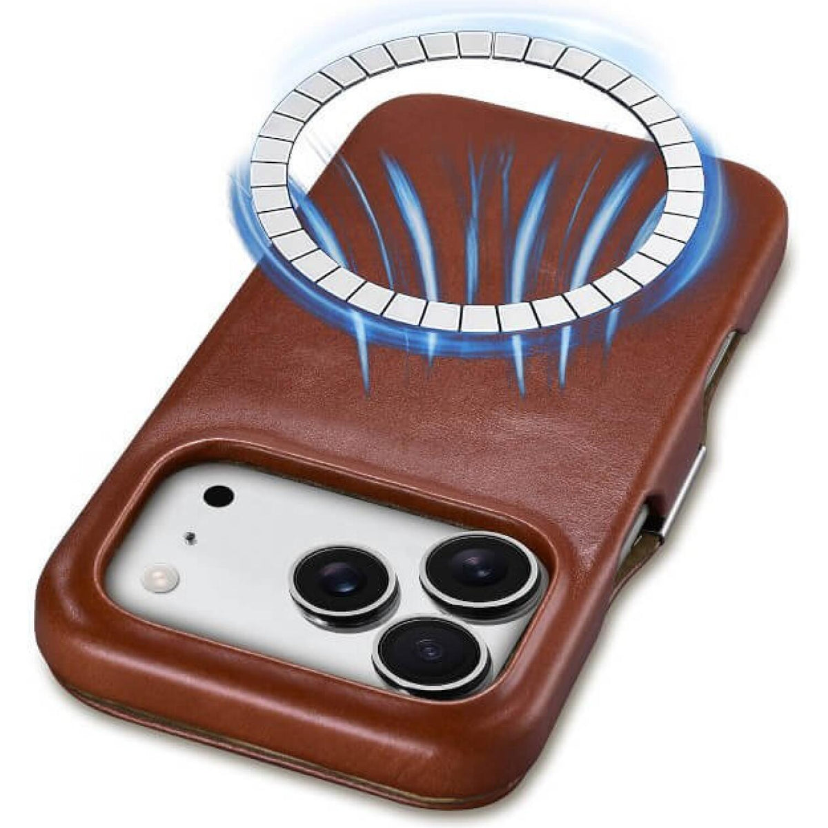Θήκη iPhone 17 Pro iCarer Vintage Series Side-Open Flip Σκληρή Δερμάτινη με MagSafe - Retro Brown (WMI17250801-SN)