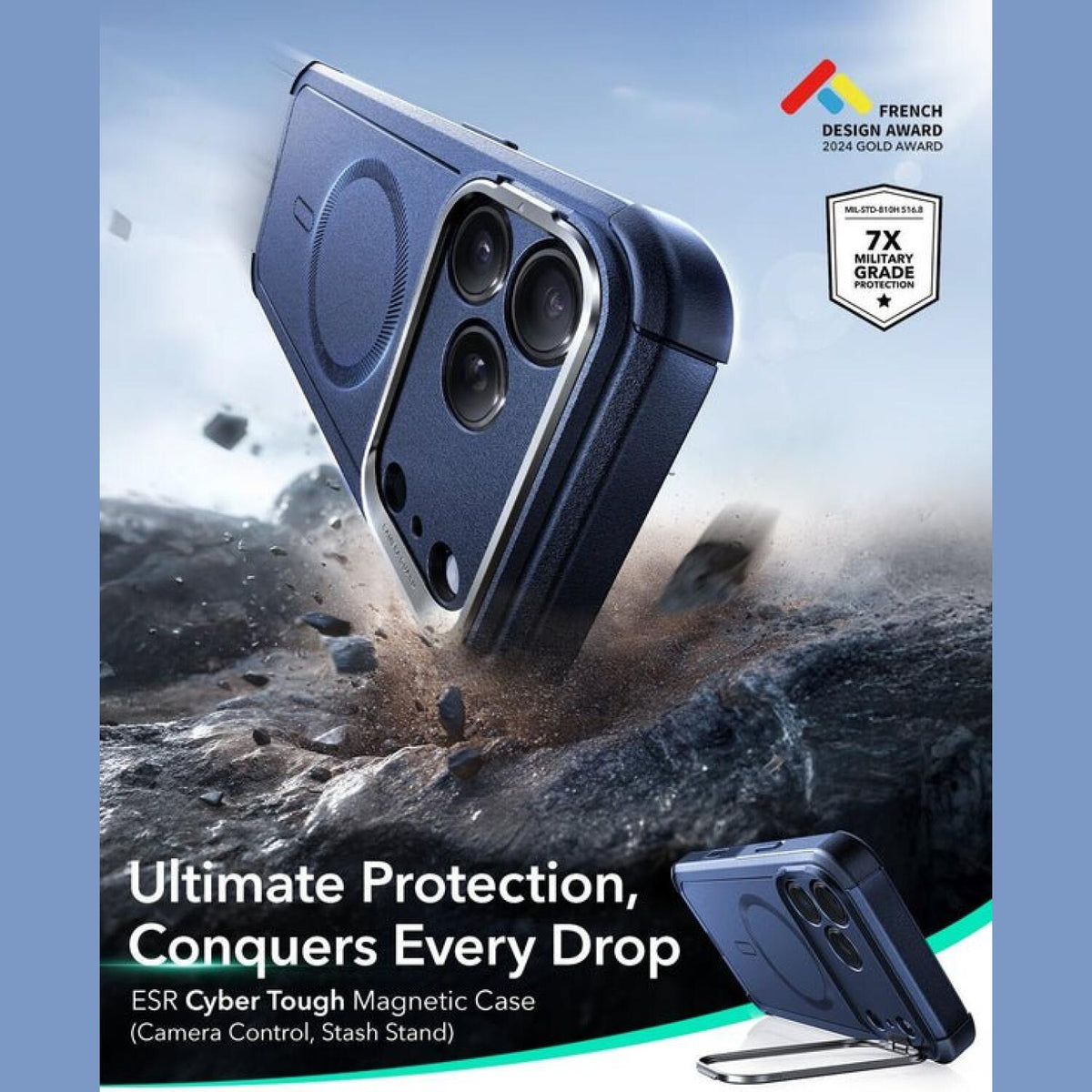Θήκη iPhone 17 Pro Max ESR Cyber Tough Magnetic with Stash Stand Ανθεκτική με MagSafe / Kickstand & Κάλυμμα για Camera Contro