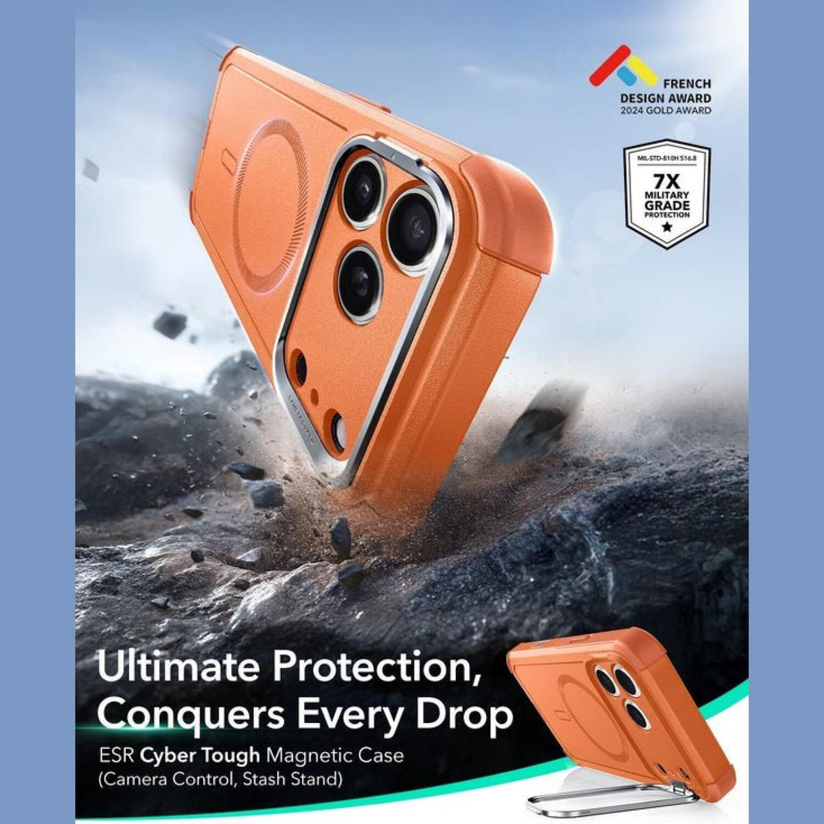 Θήκη iPhone 17 Pro Max ESR Cyber Tough Magnetic with Stash Stand Ανθεκτική με MagSafe / Kickstand & Κάλυμμα για Camera Contro