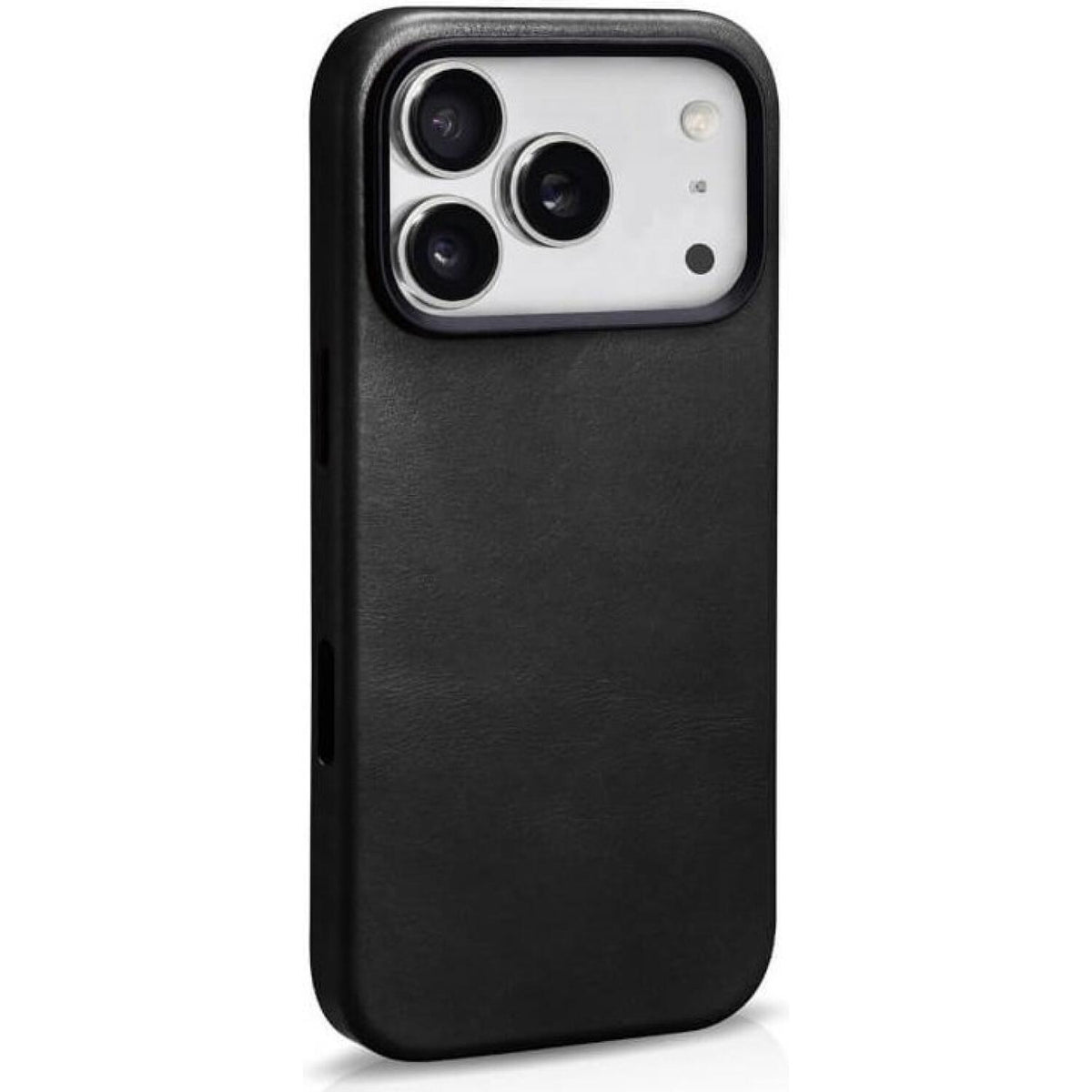 Θήκη iPhone 17 Pro Max iCarer Leather Back Case With Camera Button Δερμάτινη με MagSafe & Μεταλλικό Πλαίσιο Κάμερας - Black (