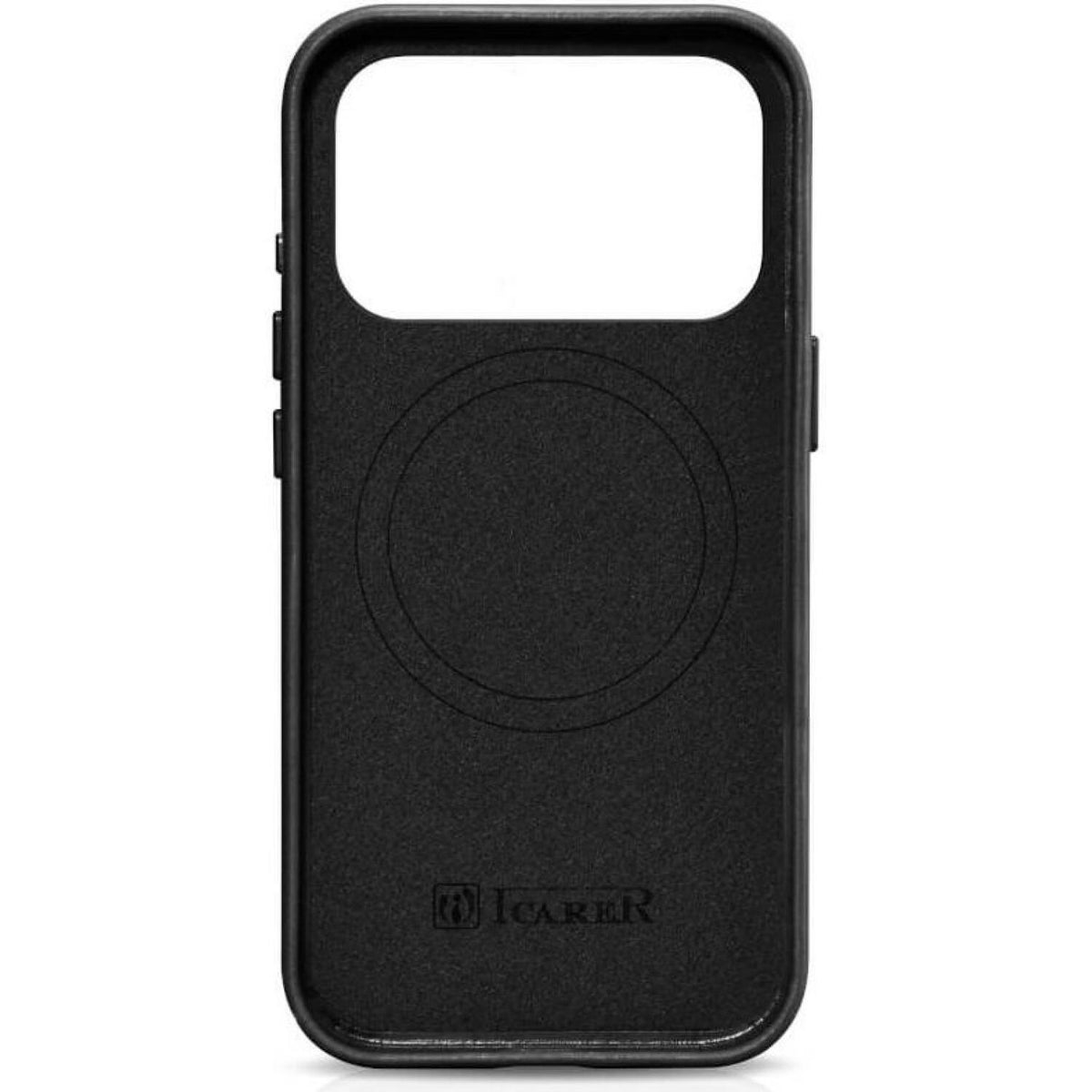 Θήκη iPhone 17 Pro Max iCarer Leather Back Case With Camera Button Δερμάτινη με MagSafe & Μεταλλικό Πλαίσιο Κάμερας - Black (