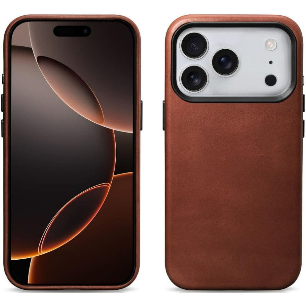 Θήκη iPhone 17 Pro Max iCarer Leather Back Case With Camera Button Δερμάτινη με MagSafe & Μεταλλικό Πλαίσιο Κάμερας - Retro B