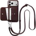 Θήκη iPhone 17 Pro Max MagEasy Pouch M με MagSafe / Αποσπώμενο Πορτοφόλι & Λουράκι Λαιμού - Burgundy (MPH17M264BY25)