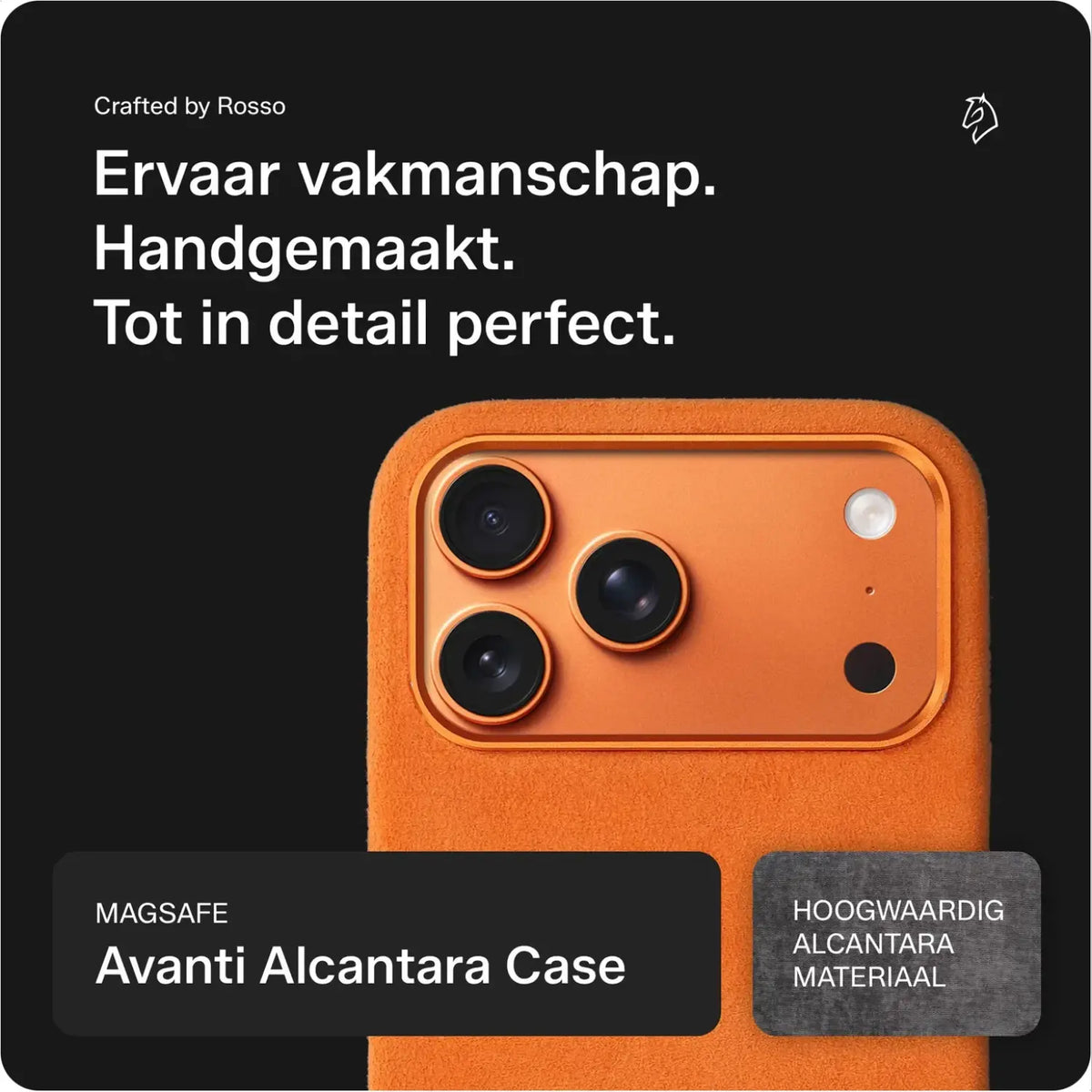 Θήκη iPhone 17 Pro Max Rosso Avanti Back Cover από Premium Alcantara με MagSafe - Orange (8719246549519)