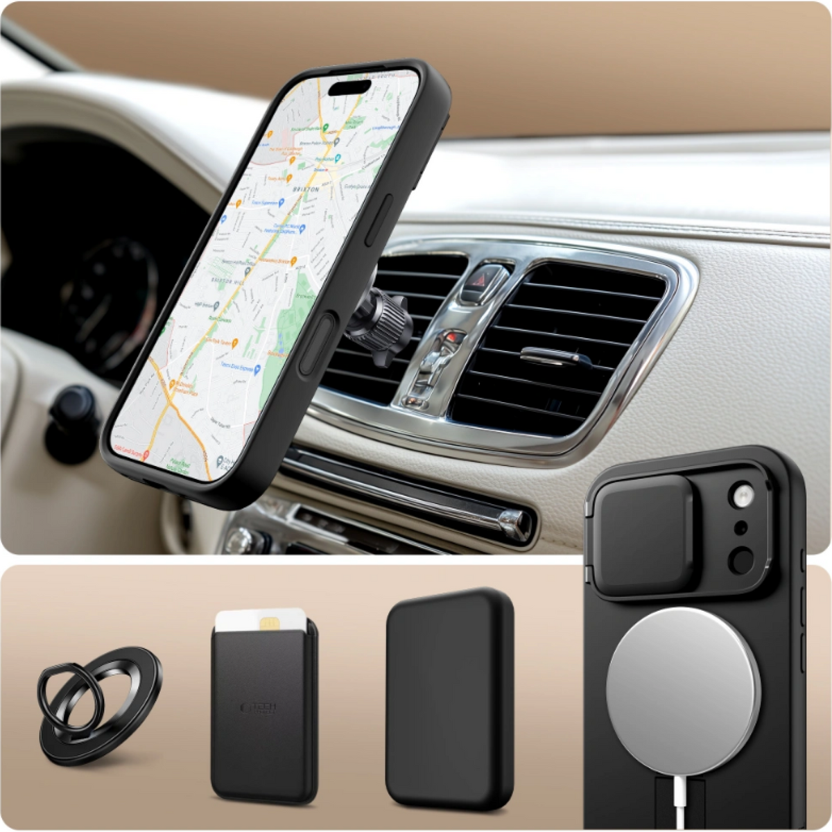Θήκη iPhone 17 Pro Max Tech-Protect Kevlar Aura με MagSafe & Κάλυμμα για την Κάμερα - Black (5906302331680)