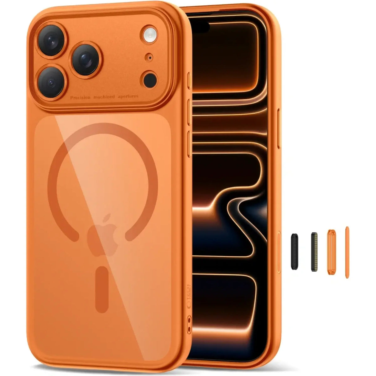 Θήκη iPhone 17 Pro Max Tech-Protect MagPeak CC Σκληρή Διάφανη με MagSafe & Πλαίσιο Κάμερας - Cosmic Orange / Clear (590630233