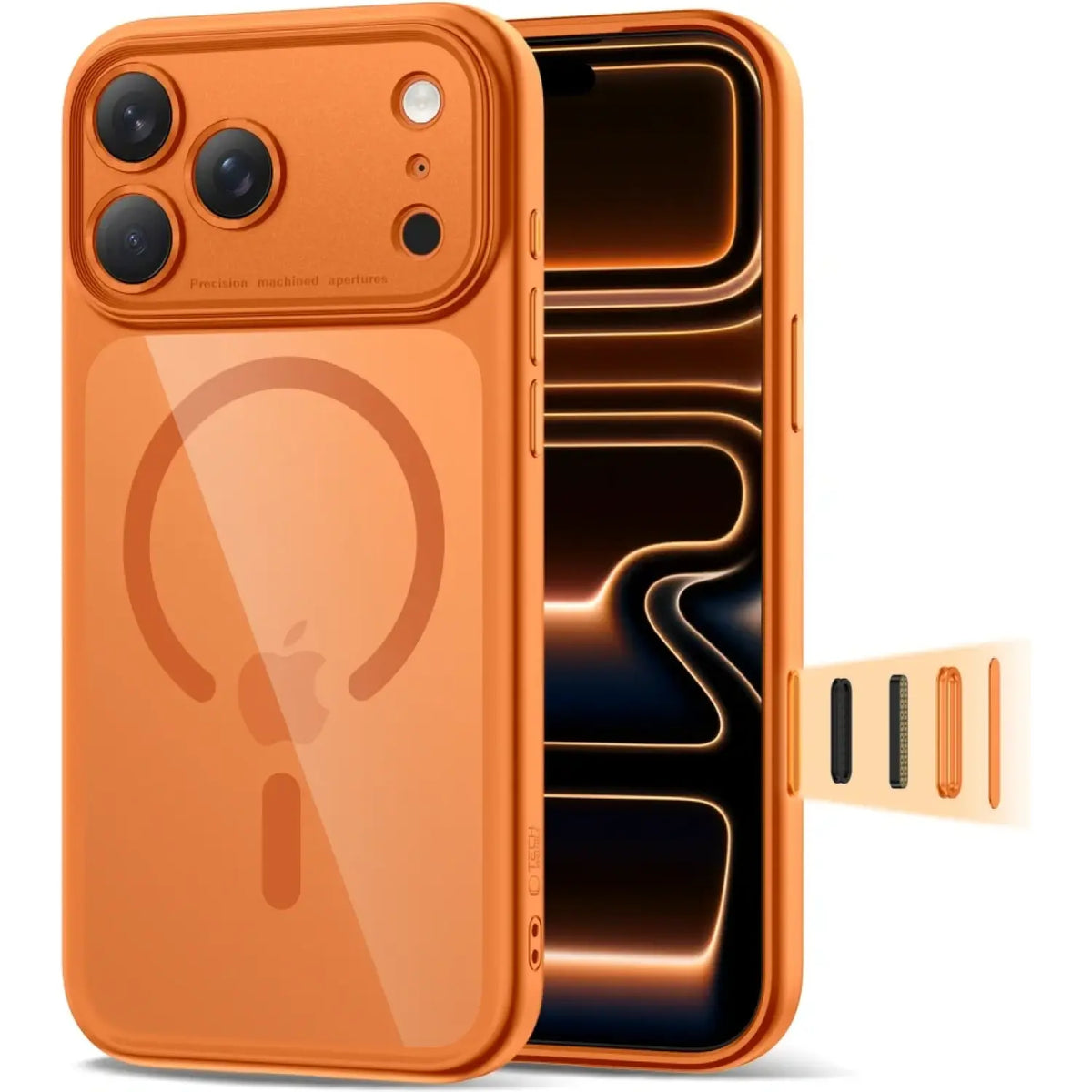 Θήκη iPhone 17 Pro Max Tech-Protect MagPeak CC Σκληρή Διάφανη με MagSafe & Πλαίσιο Κάμερας - Cosmic Orange / Clear (590630233