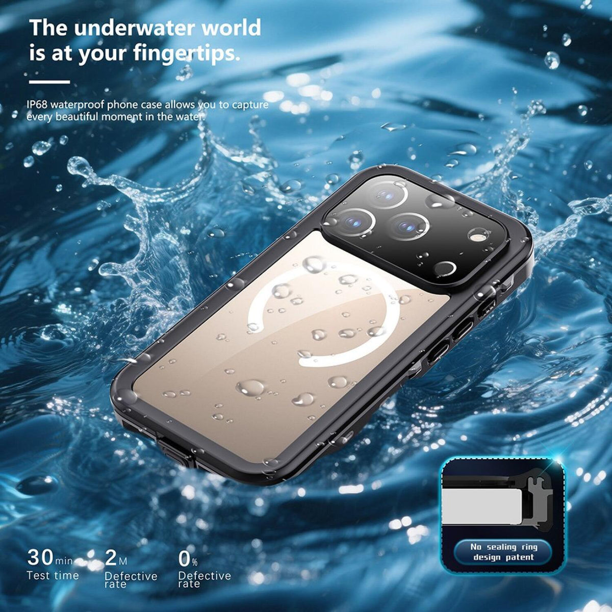 Θήκη iPhone 17 Pro ShellBox Αδιάβροχη Full Body 360° Διάφανη Ανθεκτική με MagSafe IP68 - Black (5949419337725)
