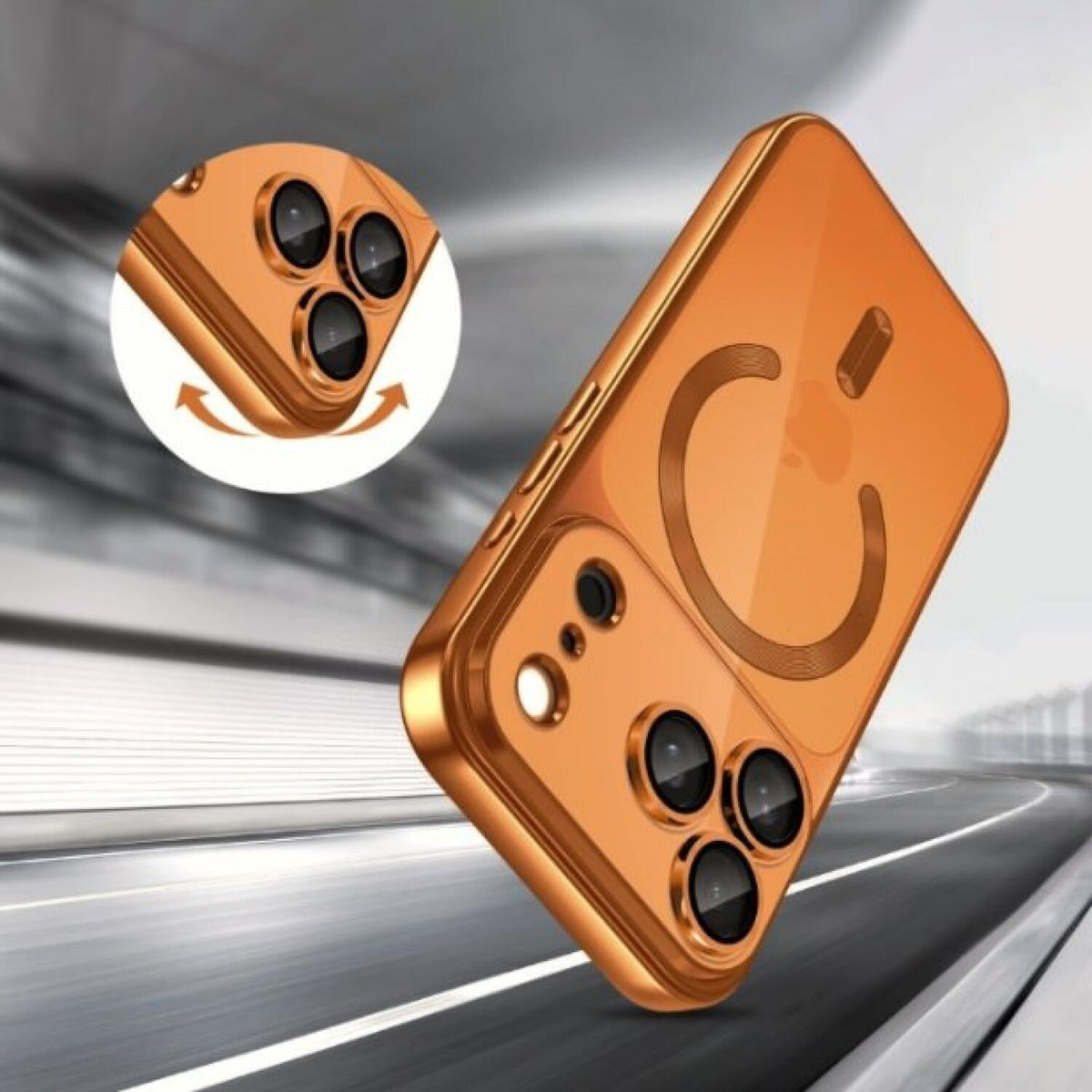 Θήκη iPhone 17 Pro Tech-Protect MagFlex Διάφανη Σιλικόνης με MagSafe - Shiny Cosmic Orange (5906302334612)