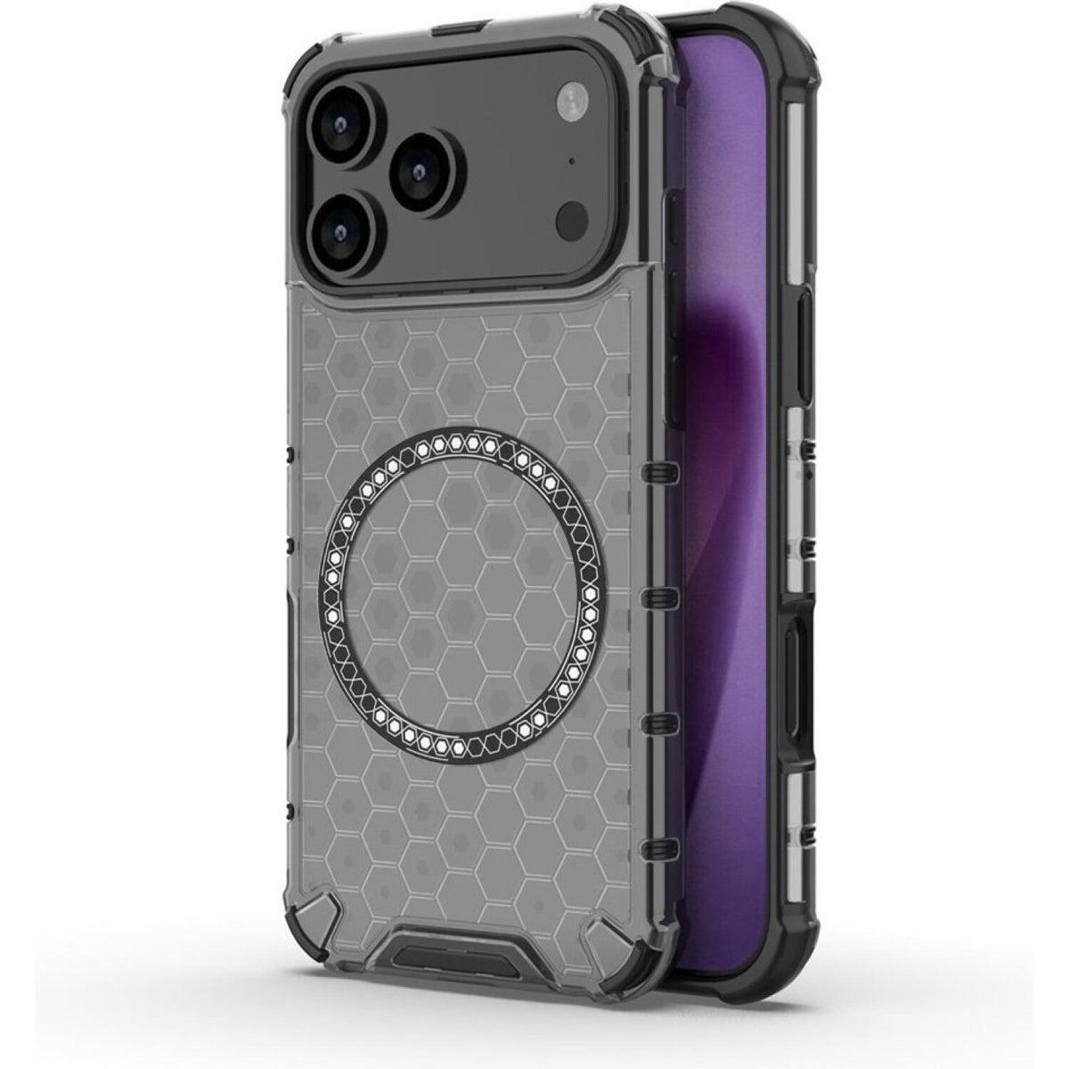 Θήκη iPhone 17 Pro Techsuit HoneyComb Shield Σκληρή Ημιδιάφανη με MagSafe - Black (5949419290259)