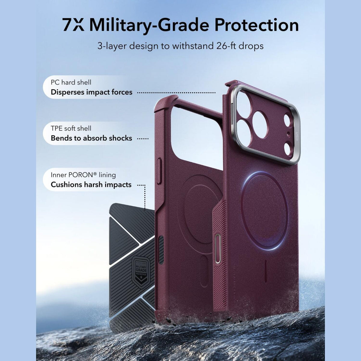 Θήκη iPhone 18 Pro Max / 17 Pro Max ESR Cyber Tough Magnetic with Flex Stand Ανθεκτική με MagSafe / Kickstand & Κάλυμμα για C