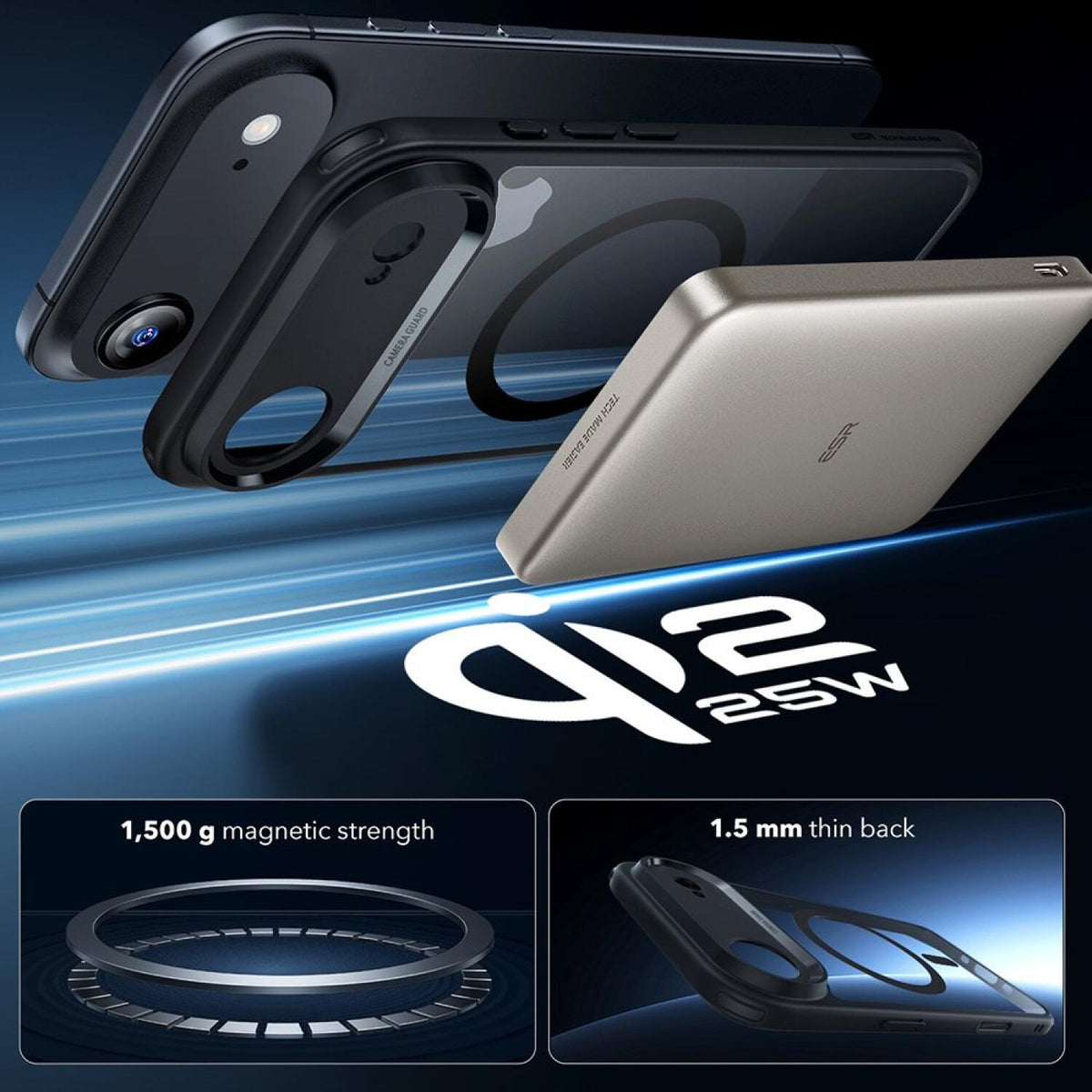 Θήκη iPhone Air ESR Classic Hybrid Magnetic Ανθεκτική με MagSafe & Κάλυμμα για Camera Control - Clear / Black (4894240282991)