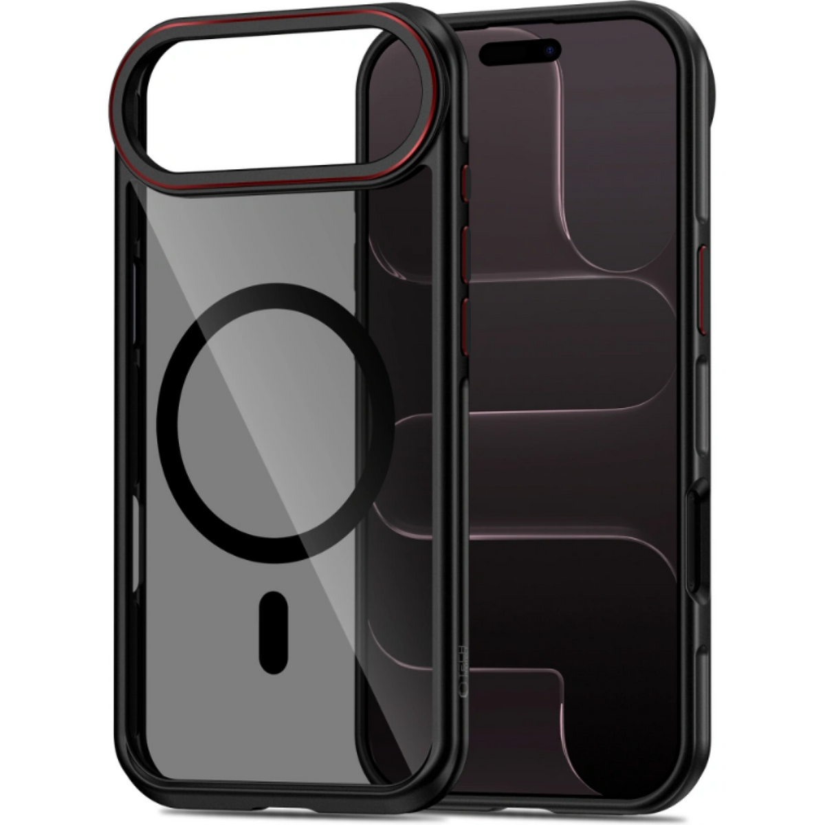 Θήκη iPhone Air Tech-Protect MagHybrid Ημιδιάφανη Σκληρή με MagSafe & TPU Bumper - Black / Red (5906302330423)