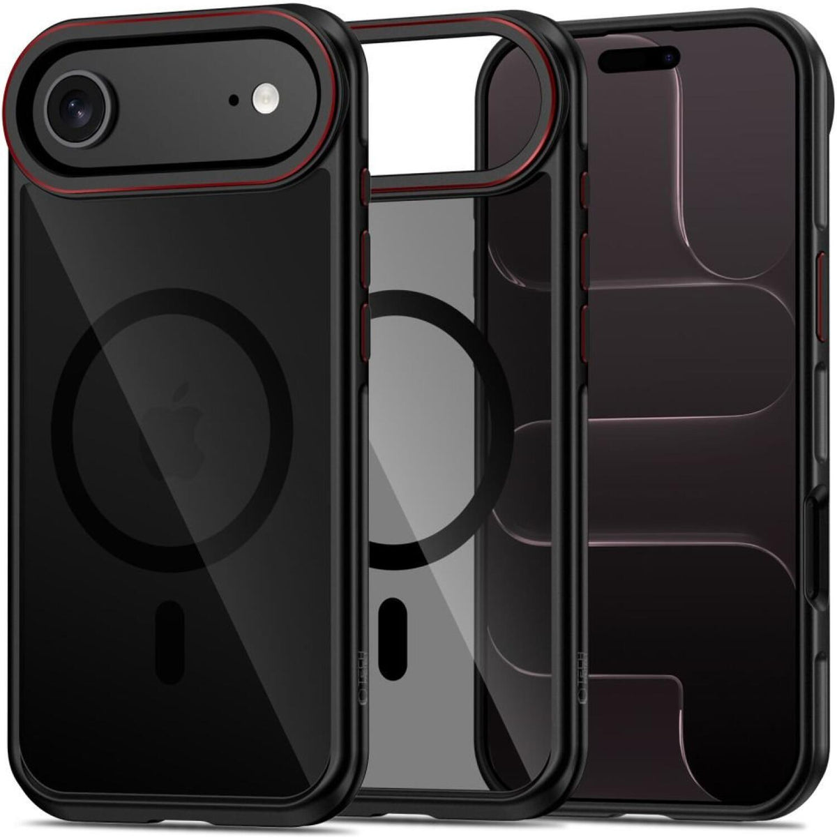 Θήκη iPhone Air Tech-Protect MagHybrid Ημιδιάφανη Σκληρή με MagSafe & TPU Bumper - Black / Red (5906302330423)
