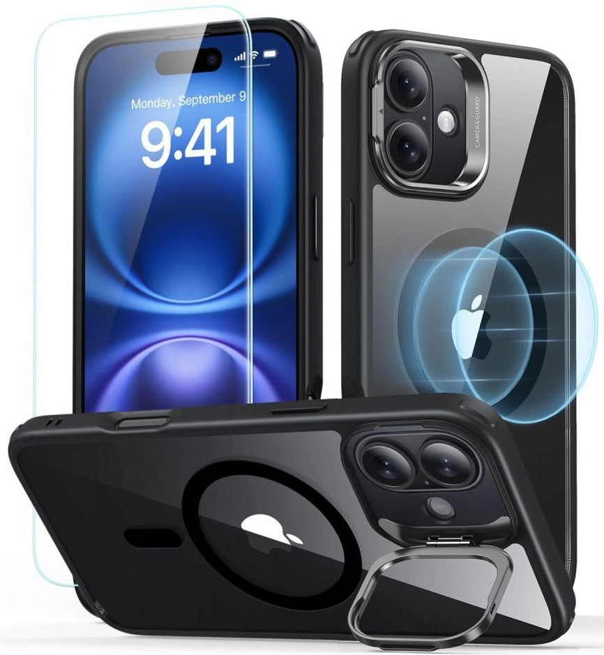 Θήκη & Αντιχαρακτικό Γυαλί Προστασίας Apple iPhone 16 - ESR Classic Hybrid HaloLock with Stash Stand Σετ Ανθεκτική MagSafe & 
