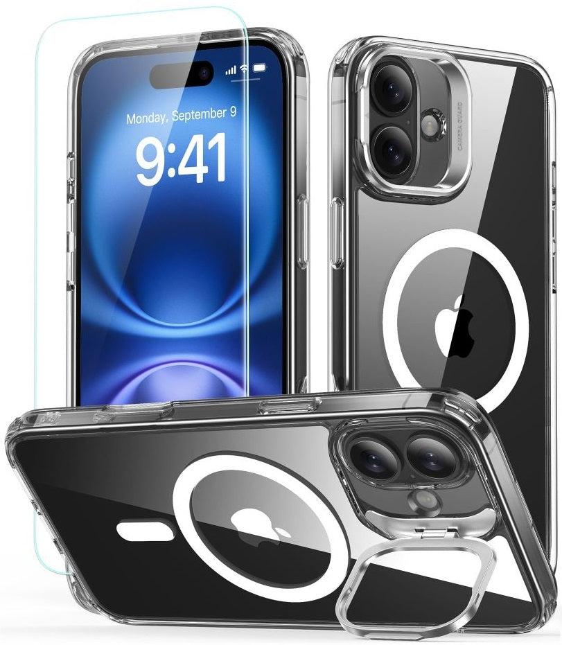 Θήκη & Αντιχαρακτικό Γυαλί Προστασίας Apple iPhone 16 - ESR Classic Hybrid HaloLock with Stash Stand Σετ Ανθεκτική MagSafe & 