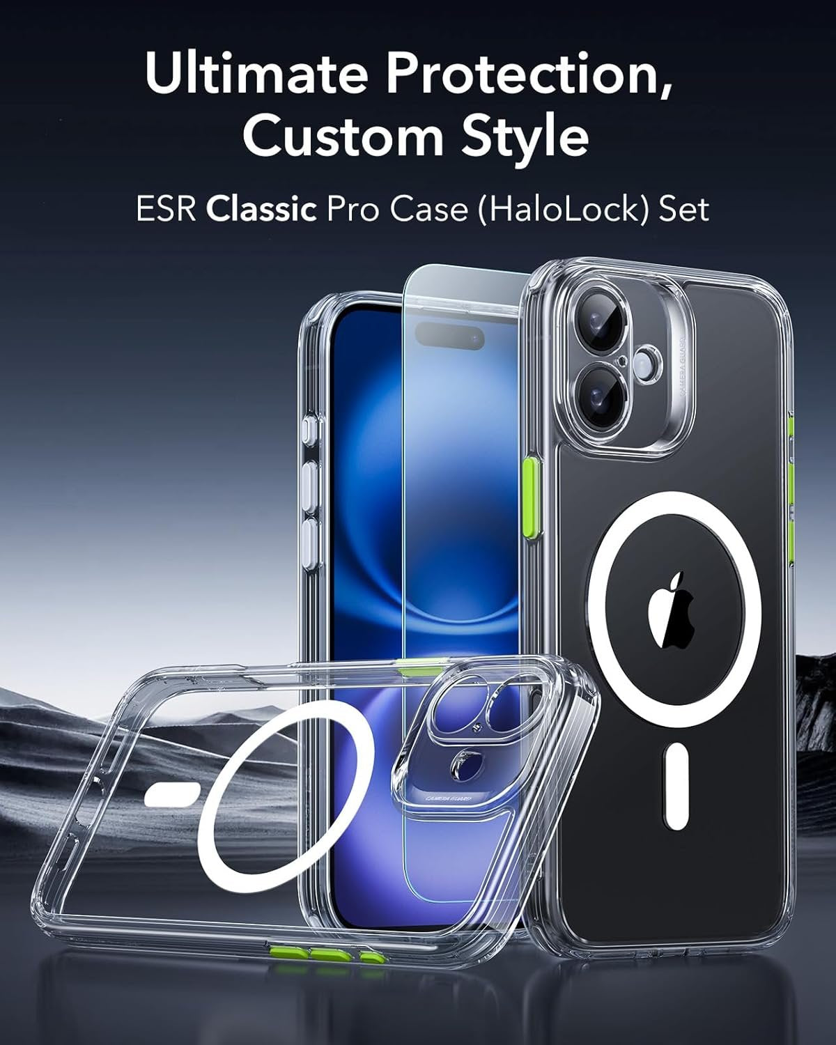 Θήκη & Tempered Glass iPhone 16 ESR Classic Pro Set Ανθεκτική με MagSafe / Εναλλάξιμα Κουμπιά & Αντιχαρακτικό Γυαλί Προστασία