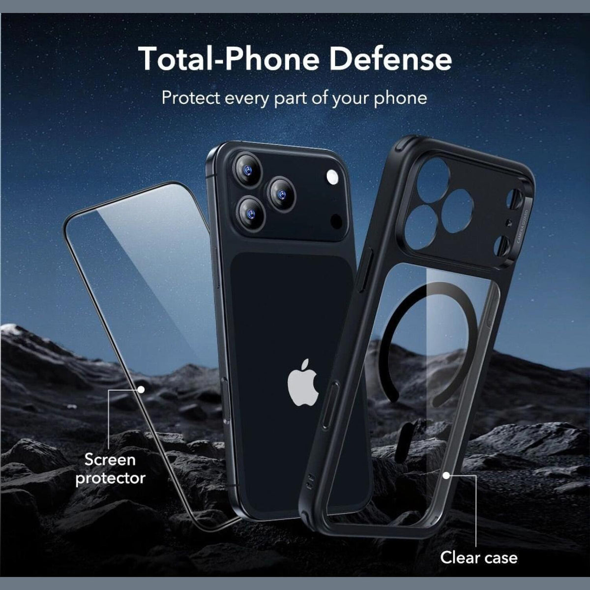 Θήκη & Tempered Glass iPhone 17 Pro ESR Classic Hybrid Magnetic Set Ανθεκτική με MagSafe & Full Face Αντιχαρακτικό Γυαλί Προσ