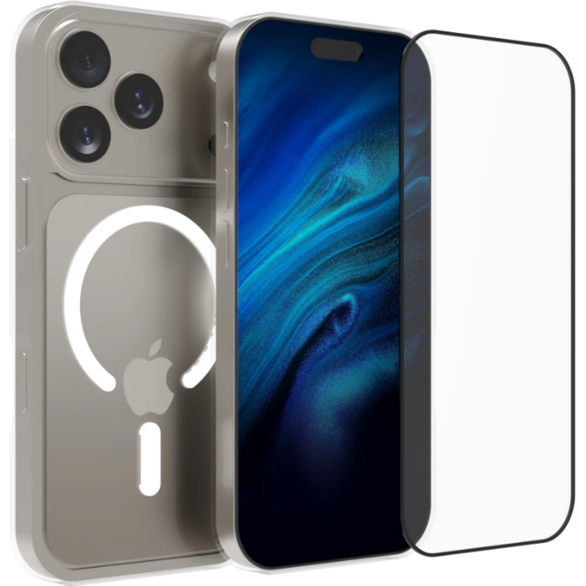 Θήκη & Tempered Glass iPhone 17 Pro Vivid Set MagSafe Hybrid Case Σετ Σκληρή Διάφανη με MagSafe & Full Face Αντιχαρακτικό Γυα