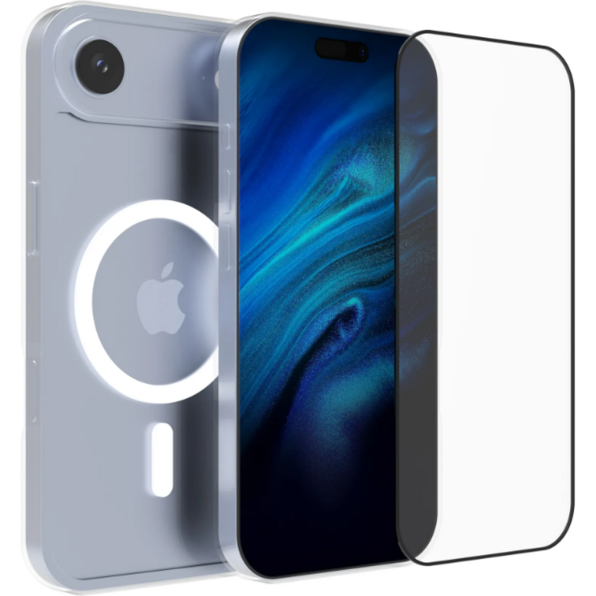Θήκη & Tempered Glass iPhone Air Vivid Set MagSafe Hybrid Case Σετ Διάφανη Σκληρή με MagSafe & Full Face Αντιχαρακτικό Γυαλί 