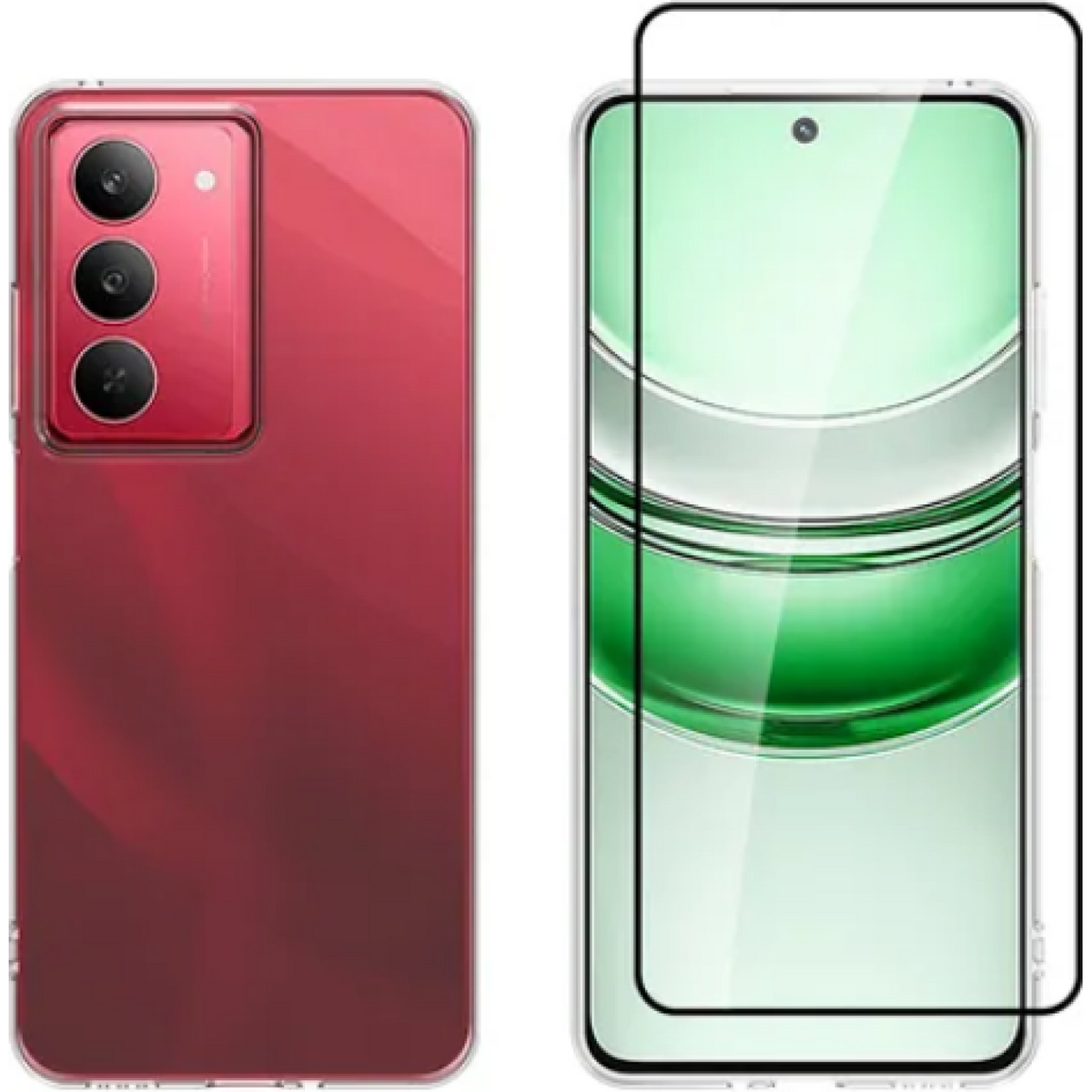 Θήκη & Tempered Glass Realme 14x 5G Vivid Set Gelly Case Σετ Διάφανη Σιλικόνης & Full Face Αντιχαρακτικό Γυαλί Προστασίας Οθό