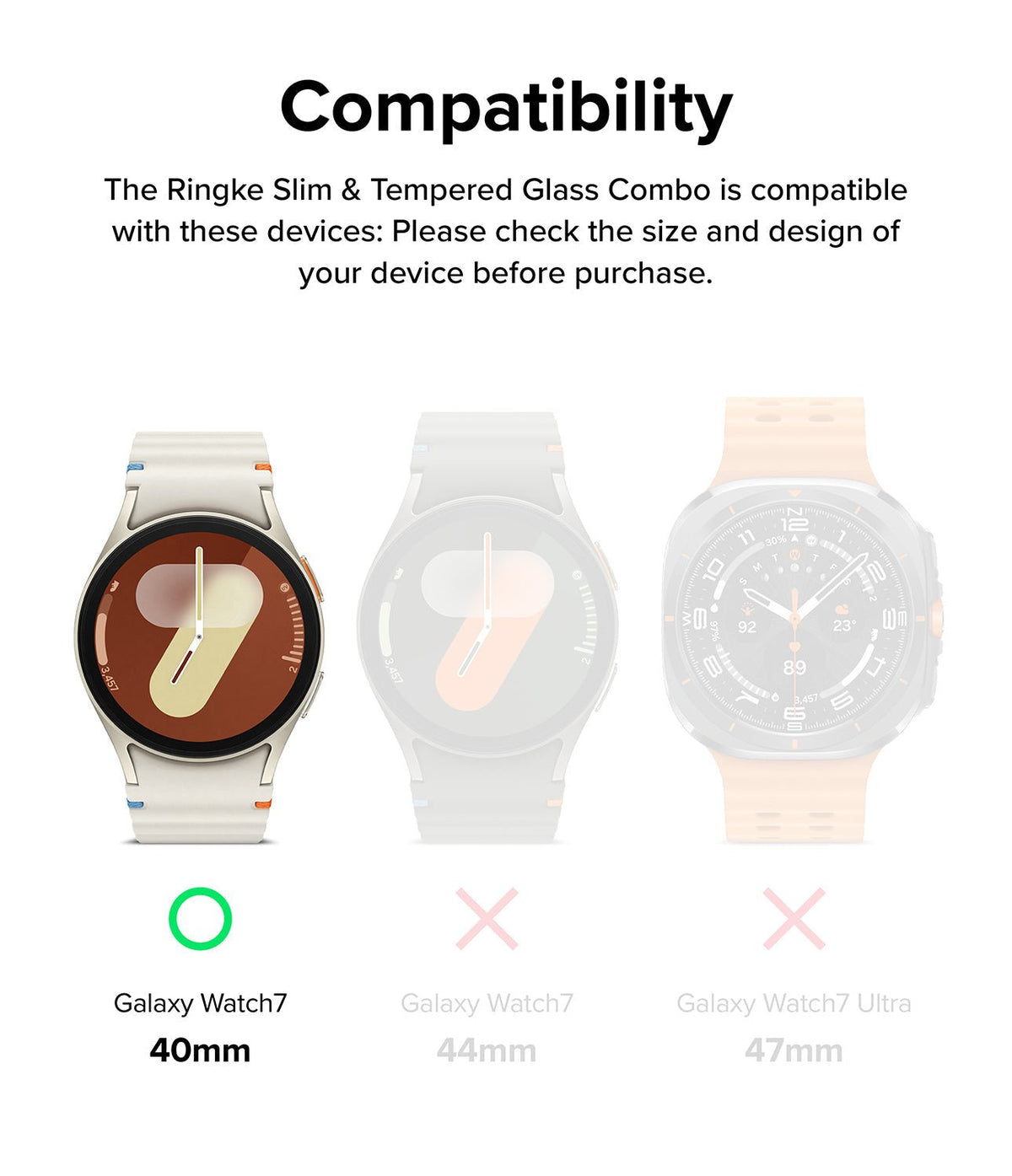 Θήκη & Tempered Glass Samsung Galaxy Watch 7 40mm Ringke Combo Pack Σκληρή & Αντιχαρακτικό Γυαλί Προστασίας Οθόνης - Titanium