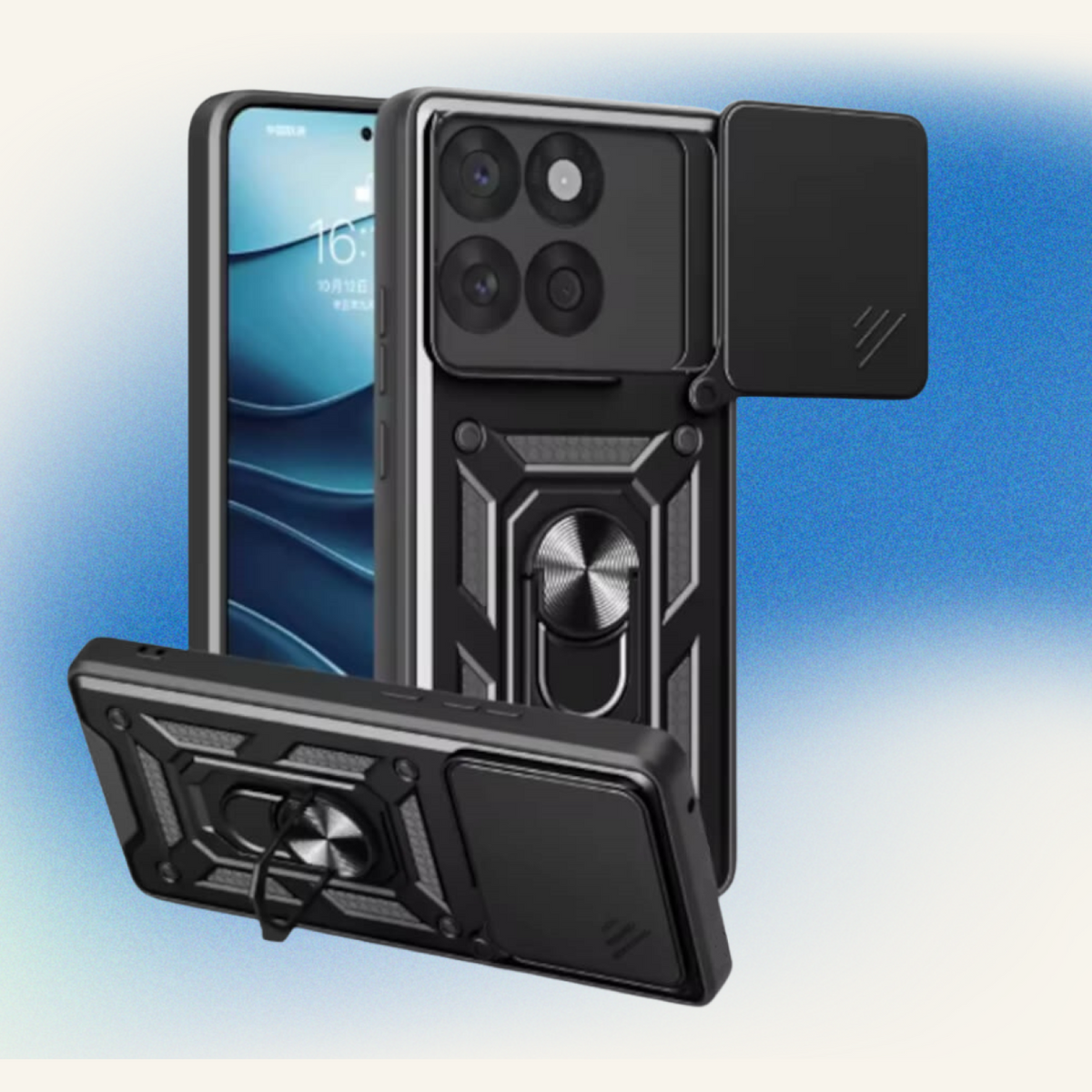 Θήκη Motorola Edge 60 / Edge 60 Fusion Bodycell Armor Slide Ανθεκτική με Κάλυμμα για την Κάμερα & Μεταλλικό Ring Holder - Bla