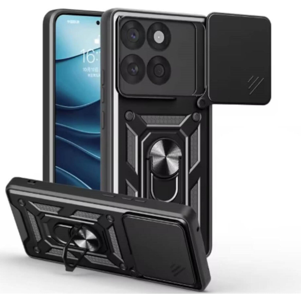 Θήκη Motorola Edge 60 / Edge 60 Fusion Bodycell Armor Slide Ανθεκτική με Κάλυμμα για την Κάμερα & Μεταλλικό Ring Holder - Bla