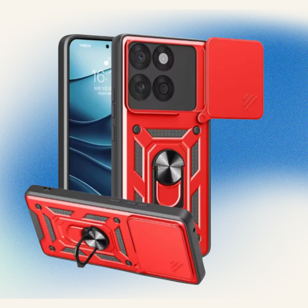 Θήκη Motorola Edge 60 / Edge 60 Fusion Bodycell Armor Slide Ανθεκτική με Κάλυμμα για την Κάμερα & Μεταλλικό Ring Holder - Red