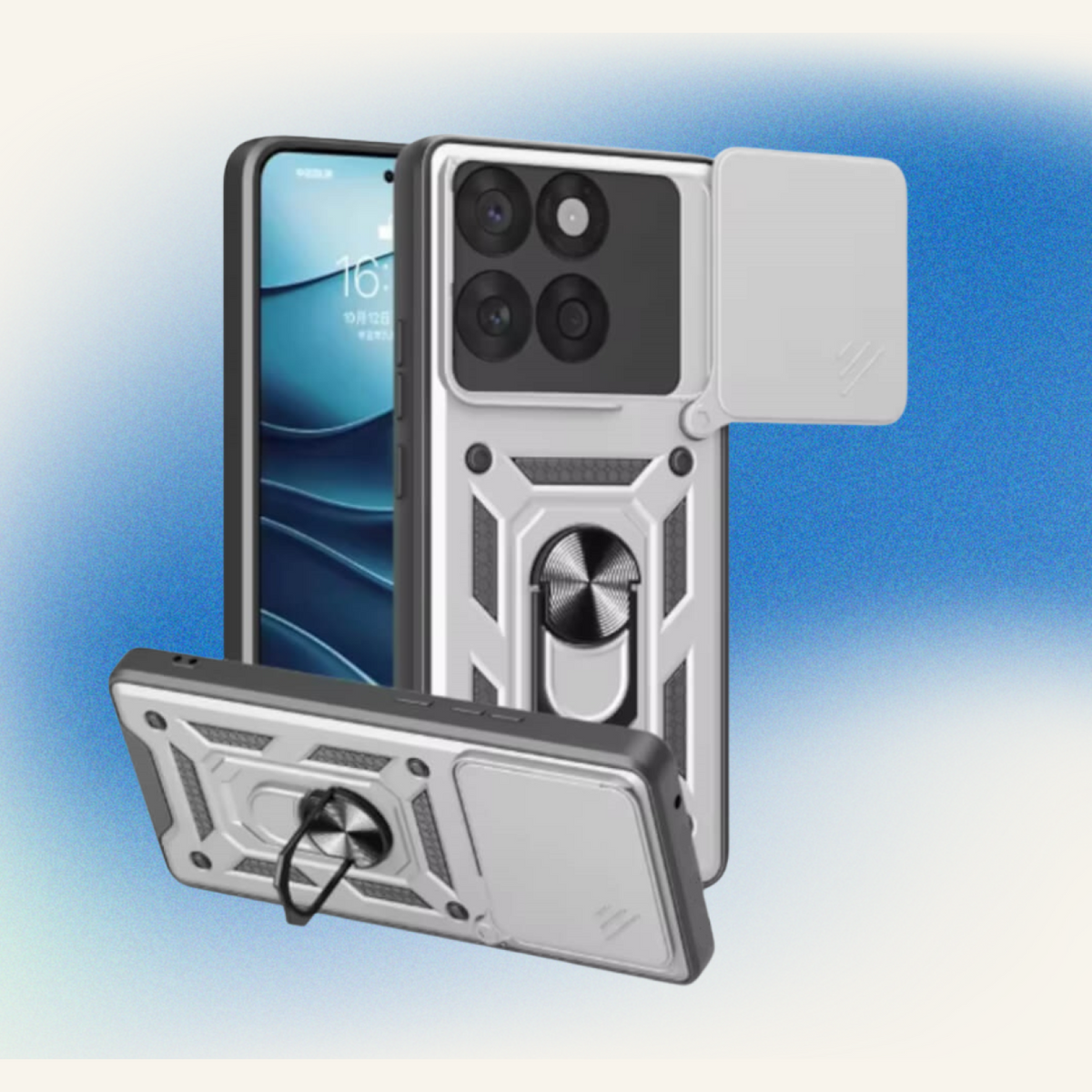 Θήκη Motorola Edge 60 / Edge 60 Fusion Bodycell Armor Slide Ανθεκτική με Κάλυμμα για την Κάμερα & Μεταλλικό Ring Holder - Sil